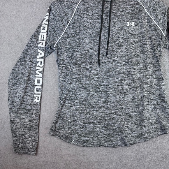 Woman’s Under Armour Hooded Heathered Grey Pullover Medium - Picture 6 of 14